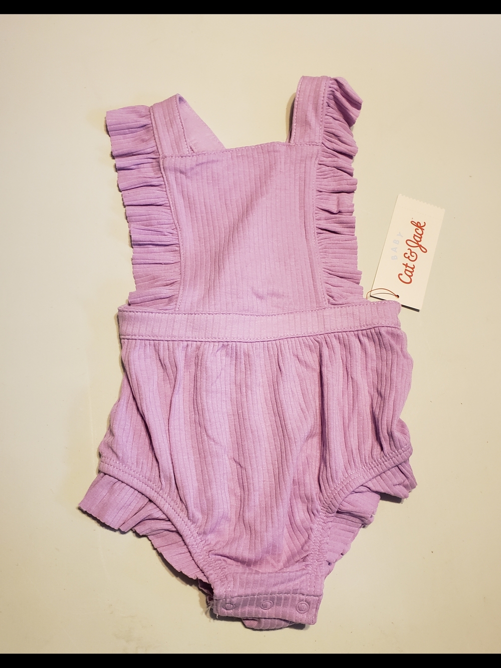 Cat & Jack Lavender Ribbed Ruffle-Strap Bodysuit